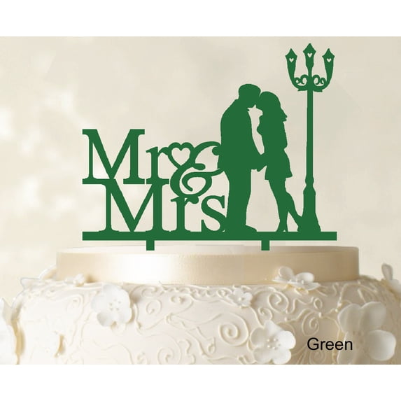 Mr And Mrs Couple Cake Topper Green Cake Topper Color Option Available 6"-7" Inches Wide