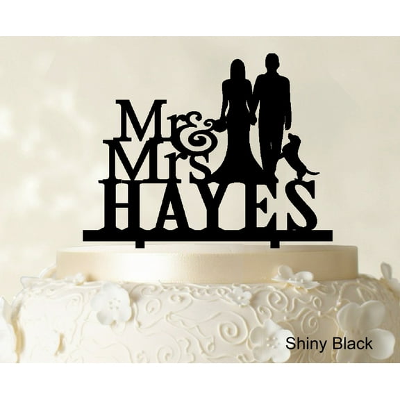 "Mr And Mrs Wedding Cake Topper Custom Cake Topper Color Option Available 6""-7"" Inches Wide"