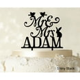 thumbnail image 1 of """Mr And Mrs"" Wedding Custom Cake Topper With Birds And Rabbit Elegant Color Option Available 6""-7"" Inches Wide", 1 of 1