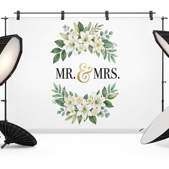 Mr Backdrops for Photography, Mrs Fabric Photo Background Sturdy Studio Props for Photo Studio, Video Recording, Booth & Photoshoot 7x5ft