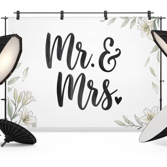 Mr Backdrops for Photography, Mrs Fabric Photo Background Sturdy Studio Props for Photo Studio, Video Recording, Booth & Photoshoot 7x5ft