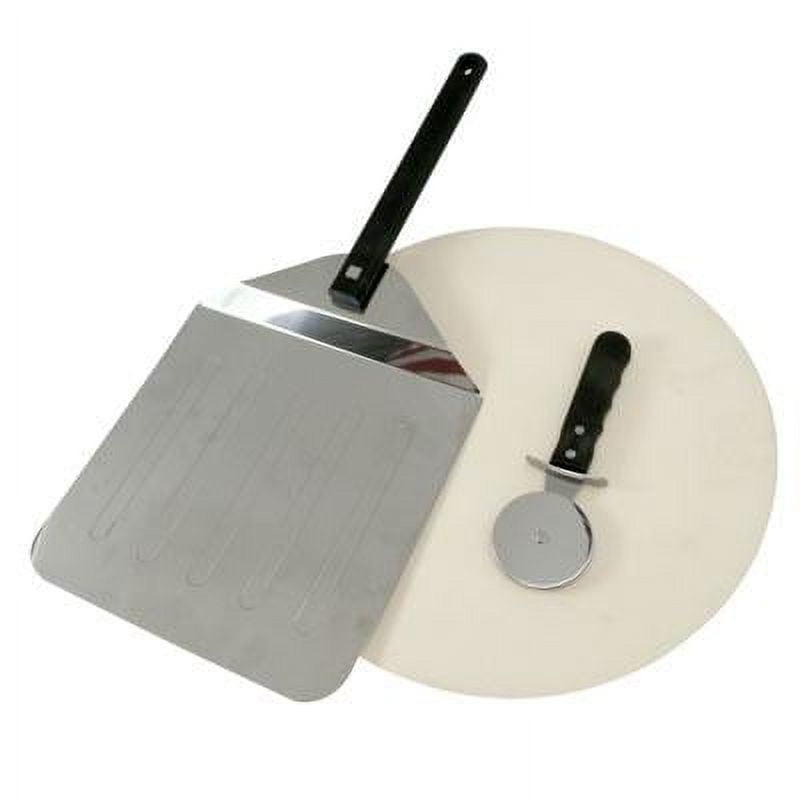 15" Round Grill Pizza Stone Kit with Stainless Steel Peel and Cutter