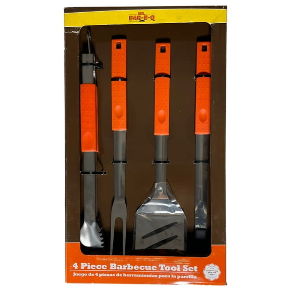 Mr Bar-B-Q 4 Piece Barbecue Tool Set, Stainless Steel BBQ Grilling Tools