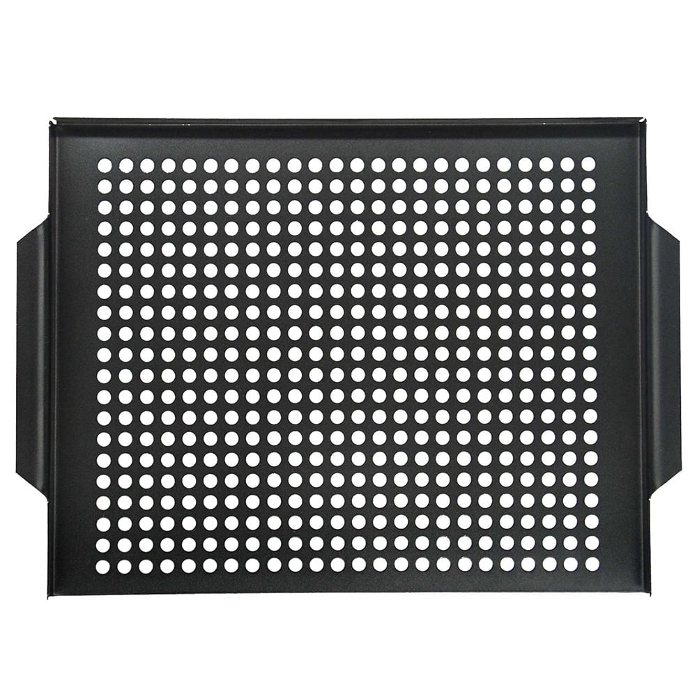 Black Non-Stick Barbecue Grill Topper with Handles