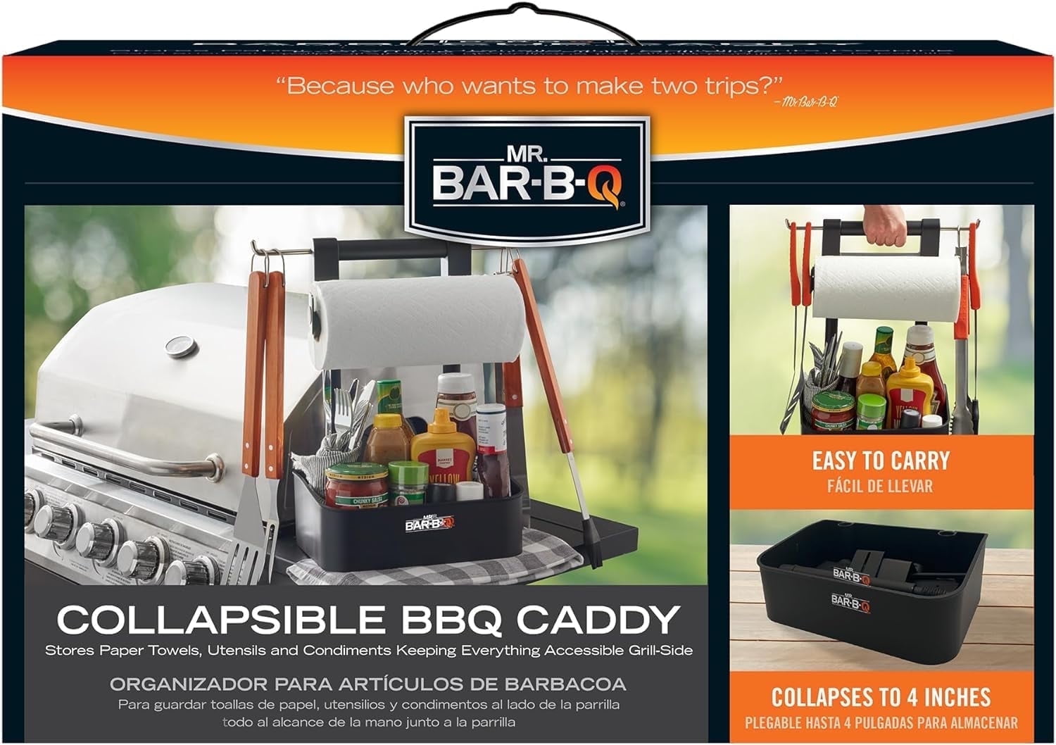 Mr. Bar-B-Q Collapsible Grilling Caddy, Portable BBQ Organizer for Camping and Cookouts