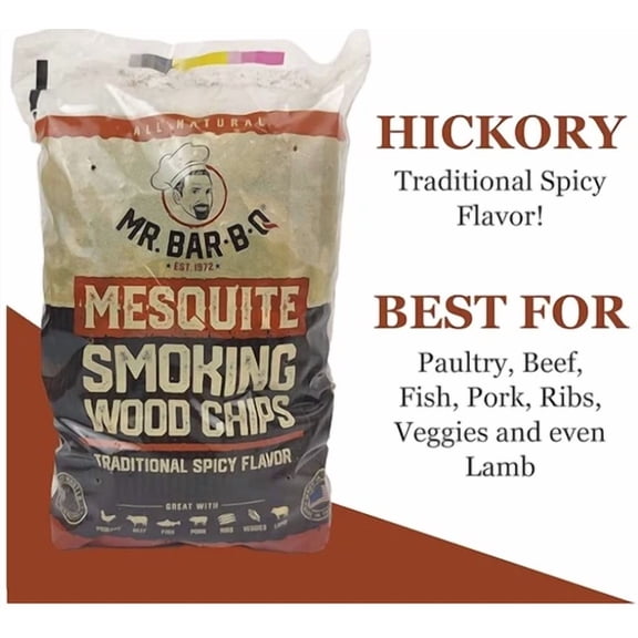 Mr. Bar-B-Q Mesquite Smoking Wood Chips Traditional Spicy Flavor 1.6 Lb Bag