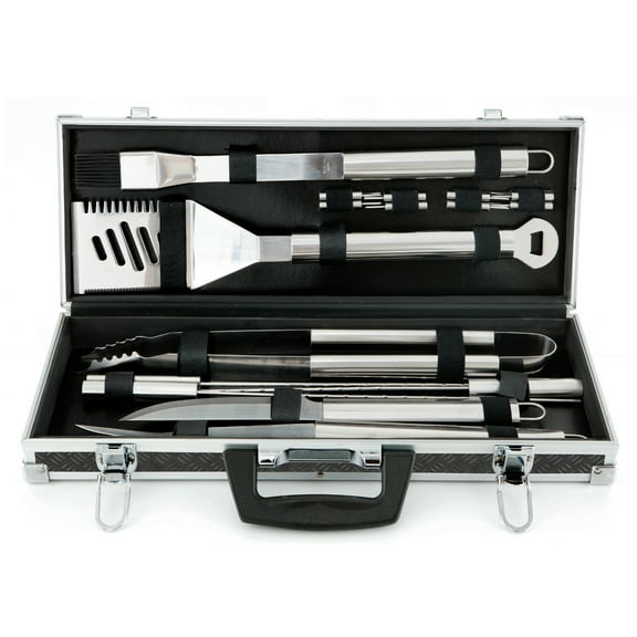Mr. Bar-B-Q - Platinum Prestige Stainless Steel Barbeque Tool Set with Aluminum Carrying Case - 18 Piece