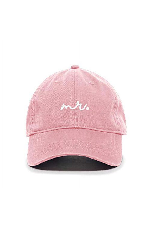 Mr. Baseball Cap Embroidered Cotton Adjustable Dad Hat Light Pink