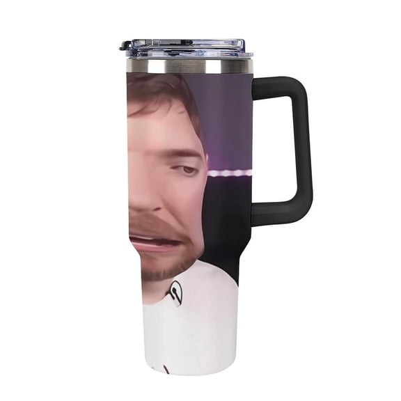 Mr Bea-st 40 Oz Car Cup Stainless Steel Tumbler with Handle, Lid, And Straw, Reusable Large Capacity Car Cup