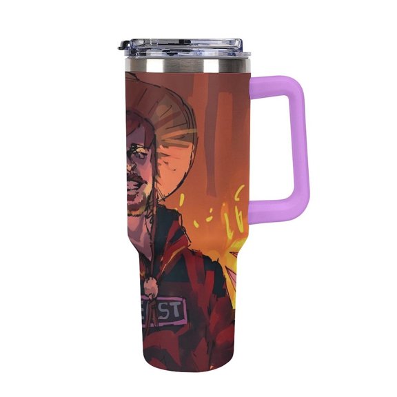 Mr Bea-st 40 Oz Car Cup Stainless Steel Tumbler with Handle, Lid, And Straw, Reusable Large Capacity Car Cup