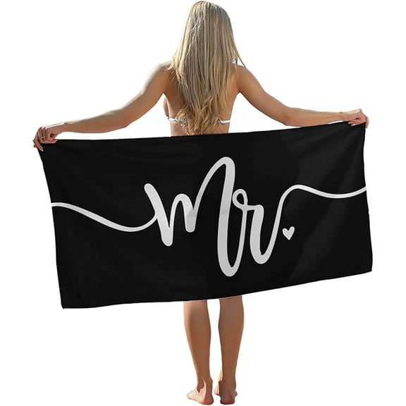 Mr. Beach Towel, Groom Pool Towels, Wedding Gifts for Couples Newlyweds Groom Sand Towel Large Bath Towels Gifts for Men, Honeymoon Gifts Just Married Gifts, Mr and Mrs Beach Towels, 30x60in