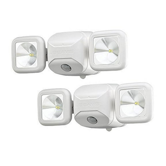 Mr. Beams MB3000 High Performance Wireless Battery Powered Motion Sensing Led Dual Head Security Spotlight, 500 Lumens, White, 2 Pack