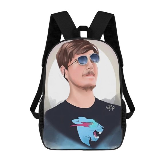 Mr-Beast Backpack, Bookbag with Adjustable Shoulder Straps And Large Zip Compartment, Unisex Travel Bags 17 Inch