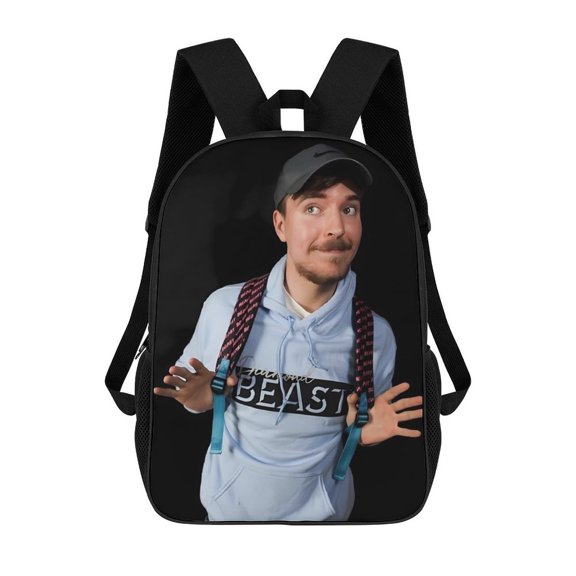 Mr-Beast Backpack, Bookbag with Adjustable Shoulder Straps And Large Zip Compartment, Unisex Travel Bags 17 Inch