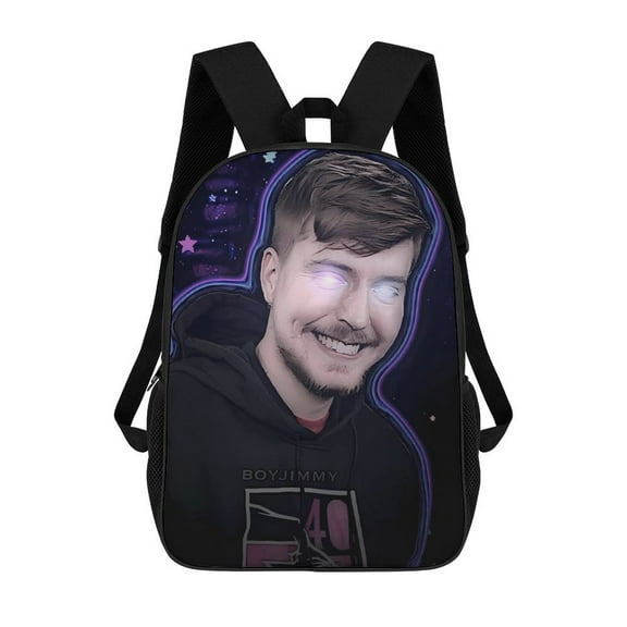 Mr-Beast Backpack, Bookbag with Adjustable Shoulder Straps And Large Zip Compartment, Unisex Travel Bags 17 Inch