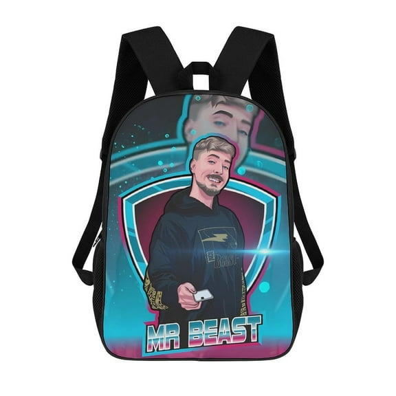 Mr-Beast Backpack, Bookbag with Adjustable Shoulder Straps And Large Zip Compartment, Unisex Travel Bags 17 Inch