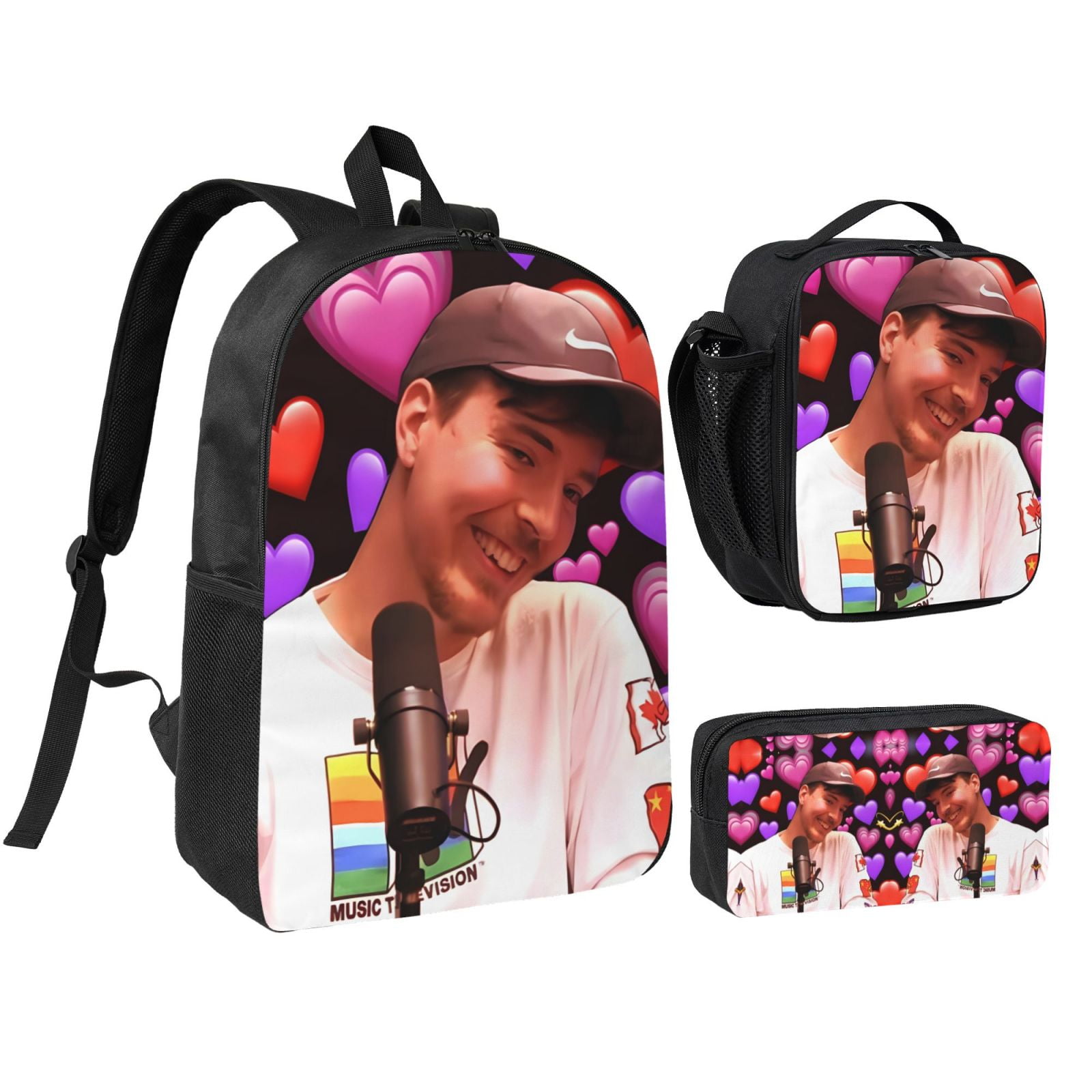 Mr-Beast Backpacks Sets, Laptop Backpack With Lunch Box And Pencil Case ...