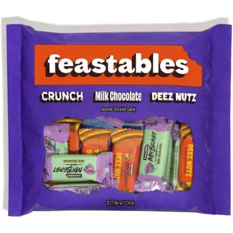 Mr. Beast Feastables Mini Chocolate Bars, Bag of 50, Premium
