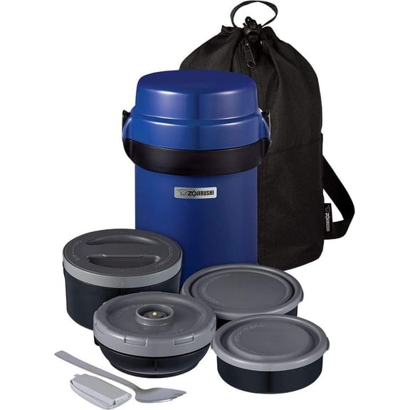 Mr. Bento Stainless Lunch Jar 41 Oz Blueberry Vacuum Insulated Food Container with Microwaveable Bowls