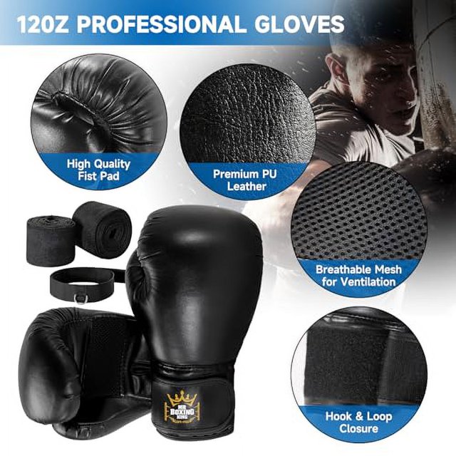 Mr Boxing King Punching Bag Set for Adults 4ft Heavy Boxing Bag Set 80