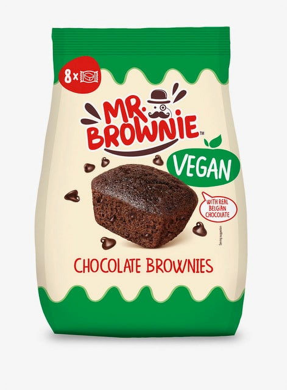 Mr. Brownie, Baked Vegan Chocolate Brownie with Belgian Chocolate Chips, 8 Count /.88oz Net Wt. 7.05oz (200g)