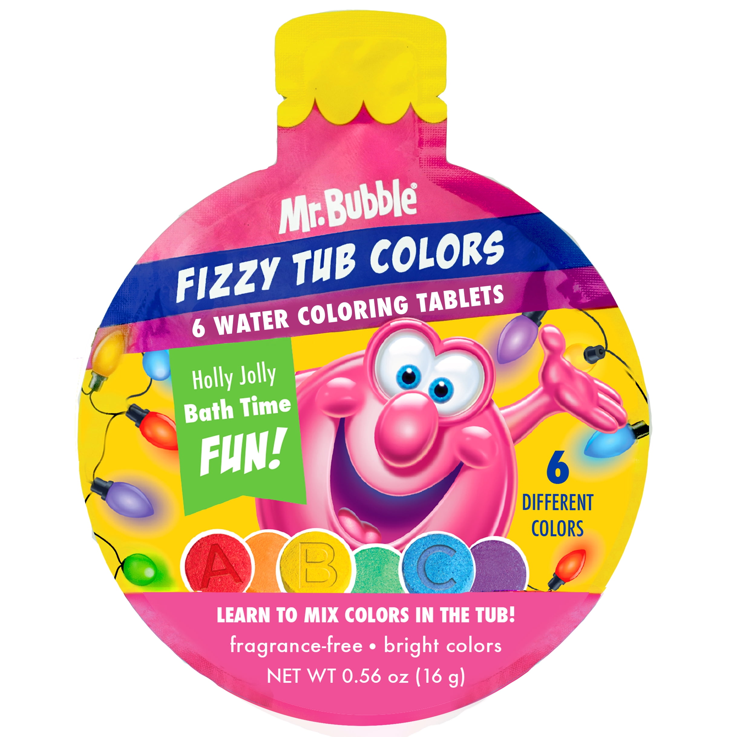 Mr. Bubble Fizzy Tub Colors, Assorted Colors, Unscented, 0.56 oz, 6 Count