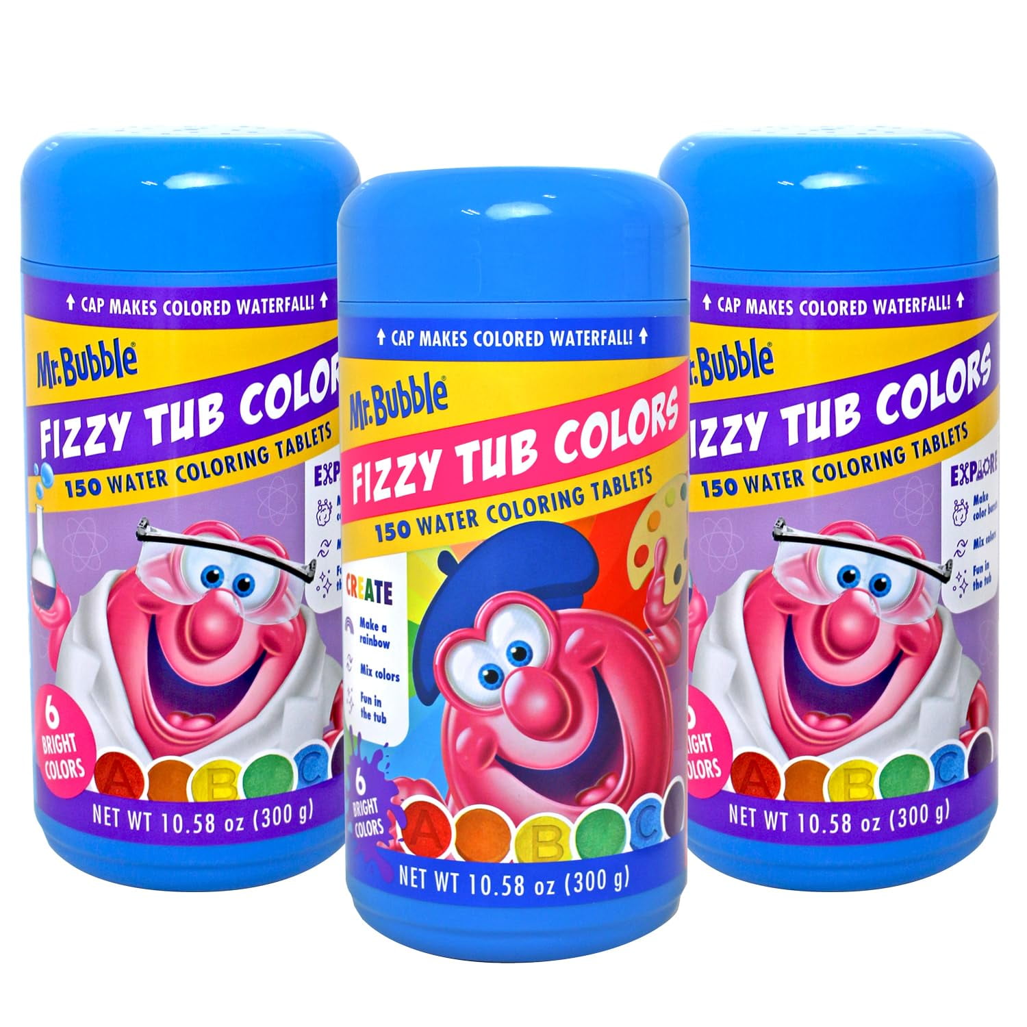 Mr. Bubble Fizzy Tub Colors Bath Water Coloring Tabelets, 6 Bright