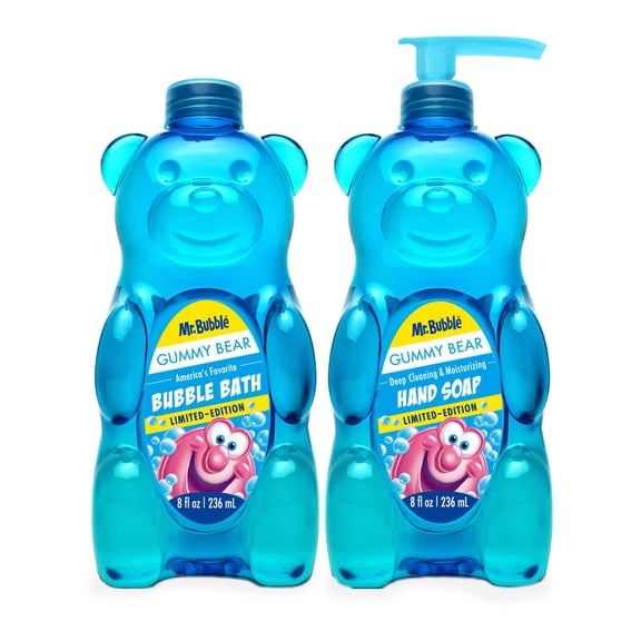 Mr. Bubble Gummy Bear Bubble Bath and Hand Soap Set, Fruity Gummy Bear Scent, 8 fl oz Each, Set of 2