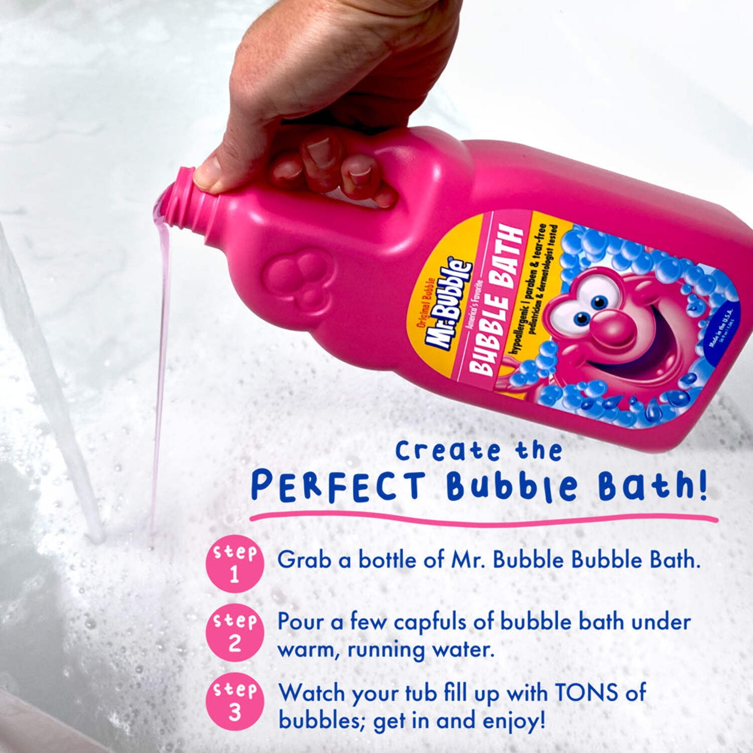 Mr. Bubble Original Bubble Bath, Original Bubblegum Scent, 16 fl oz, Tear-Free