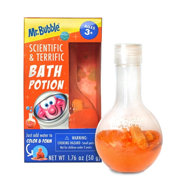 Mr. Bubble Scientific & Terrific Bath Potion, Orange, Original Bubblegum Scent, 1.76 oz.