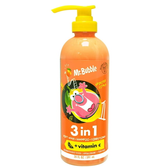 Mr. Bubble Spirited Citrus 3in1 Body Wash, Shampoo & Conditioner, 20 fl oz