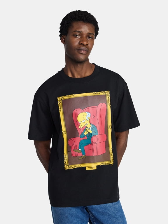 Mr. Burns Men’s Oversized Front and Back Graphic T-Shirt with Short Sleeves, Sizes S-3XL