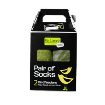 Mr. Canary Green/White Seed-Filled Finch Sock Feeders, 'Pair of Socks' 2ct