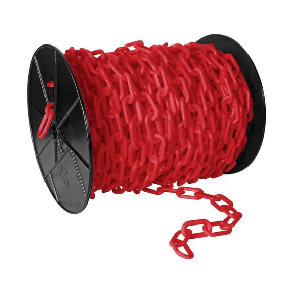2 Inch x 125 Feet Red Plastic Safety Chain Reel