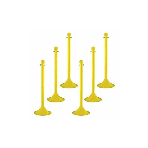 Mr. Chain 91502-6 Yellow Stanchion, 2" link x 41" Overall Height, Pack of 6 CA2