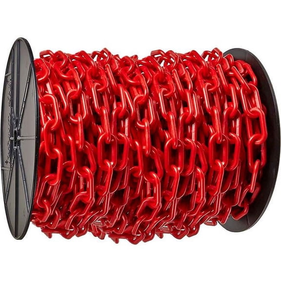 Cromo Mr. Chain Plastic Chain Barrier On A Reel, Red - 2 in. x 125 ft. Residential Use, Standard Application