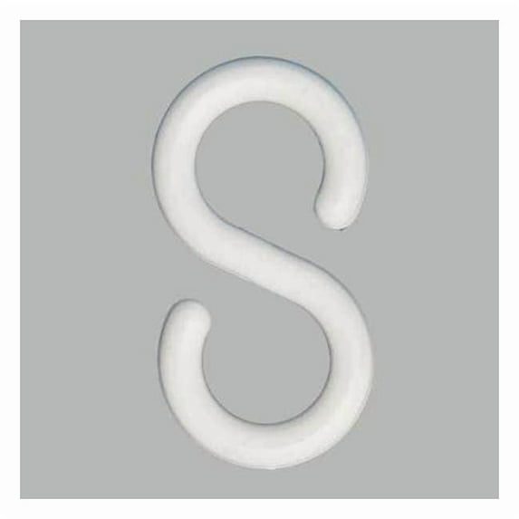 S-Hook for Plastic Chain Barrier, White, 2 93/100 in Length, Gloss 80301-10