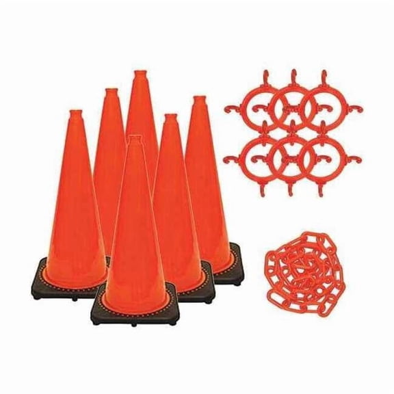 Traffic Cone Kit for Plastic Chain Barrier, Polyethylene, 28 in Height, Orange 93213-6