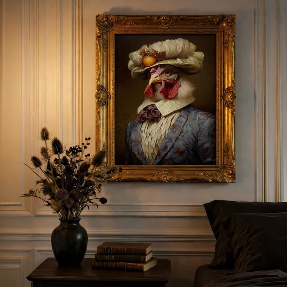 Mr. Chicken Portrait Renaissance Animal Portrait Decor Unframed Paper Print