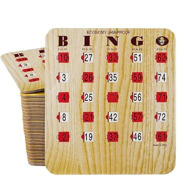 Mr. Chips Jam-Proof Fingertip Slide Bingo Cards with Sliding Windows - 200 Pack in Tan Style