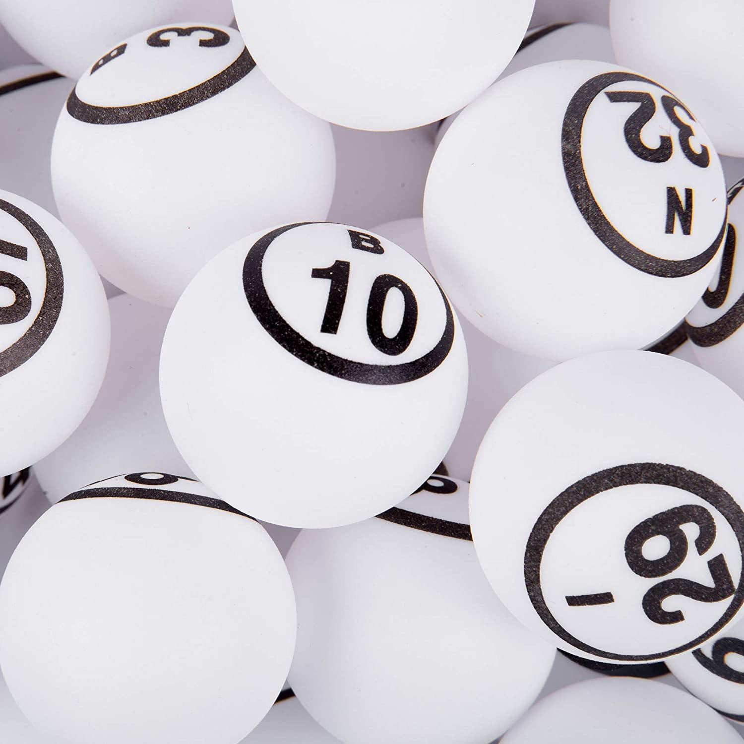 Mr. Chips Professional 1.57” (40 mm) White Single Number Bingo Balls - Ping Pong Style Balls for Manual Bingo Cage Only
