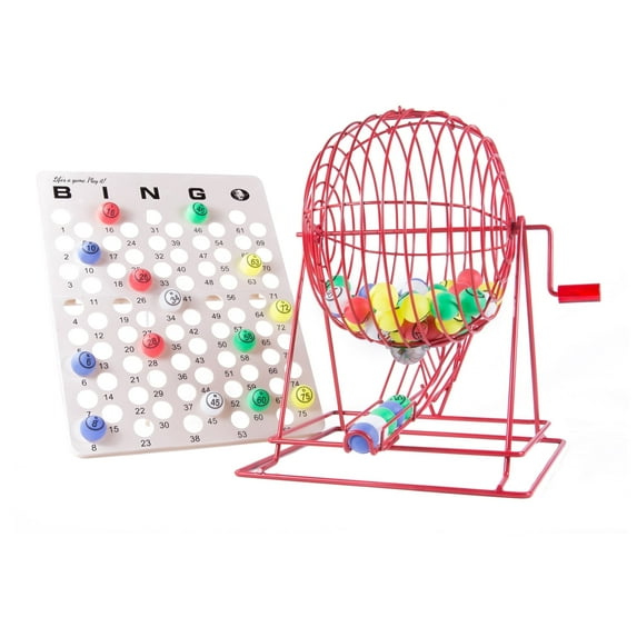 Mr. Chips Professional Bingo Game Set with Extra Large Red Cage (19" High), 3-Piece Set