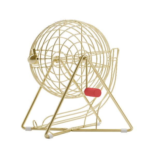 Mr. Chips Professional Steel 11" Tall Bingo Cage - Luxury Gold Bingo Ball Cage