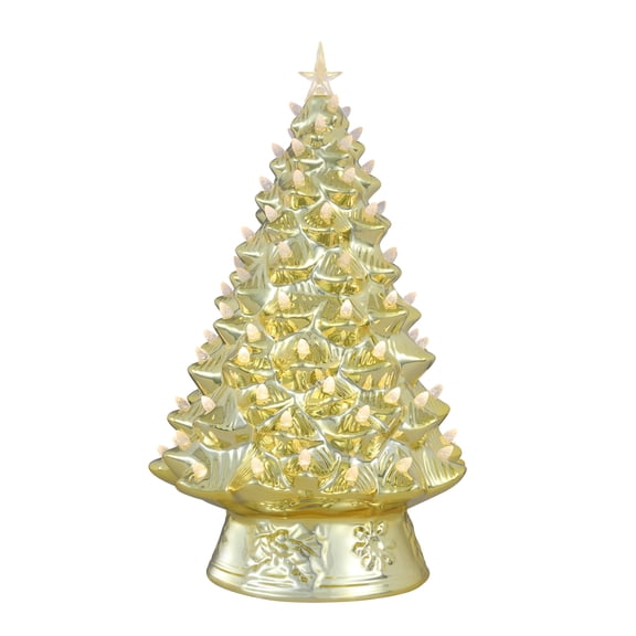 Mr. Christimas 18 in. Nostalgic Ceramic Tree - Gold with Clear Bulbs