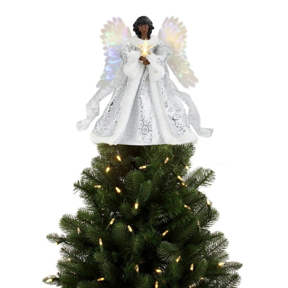 Mr. Christmas 12 in. Fiber-Optic Animated Tree Topper - Black Angel