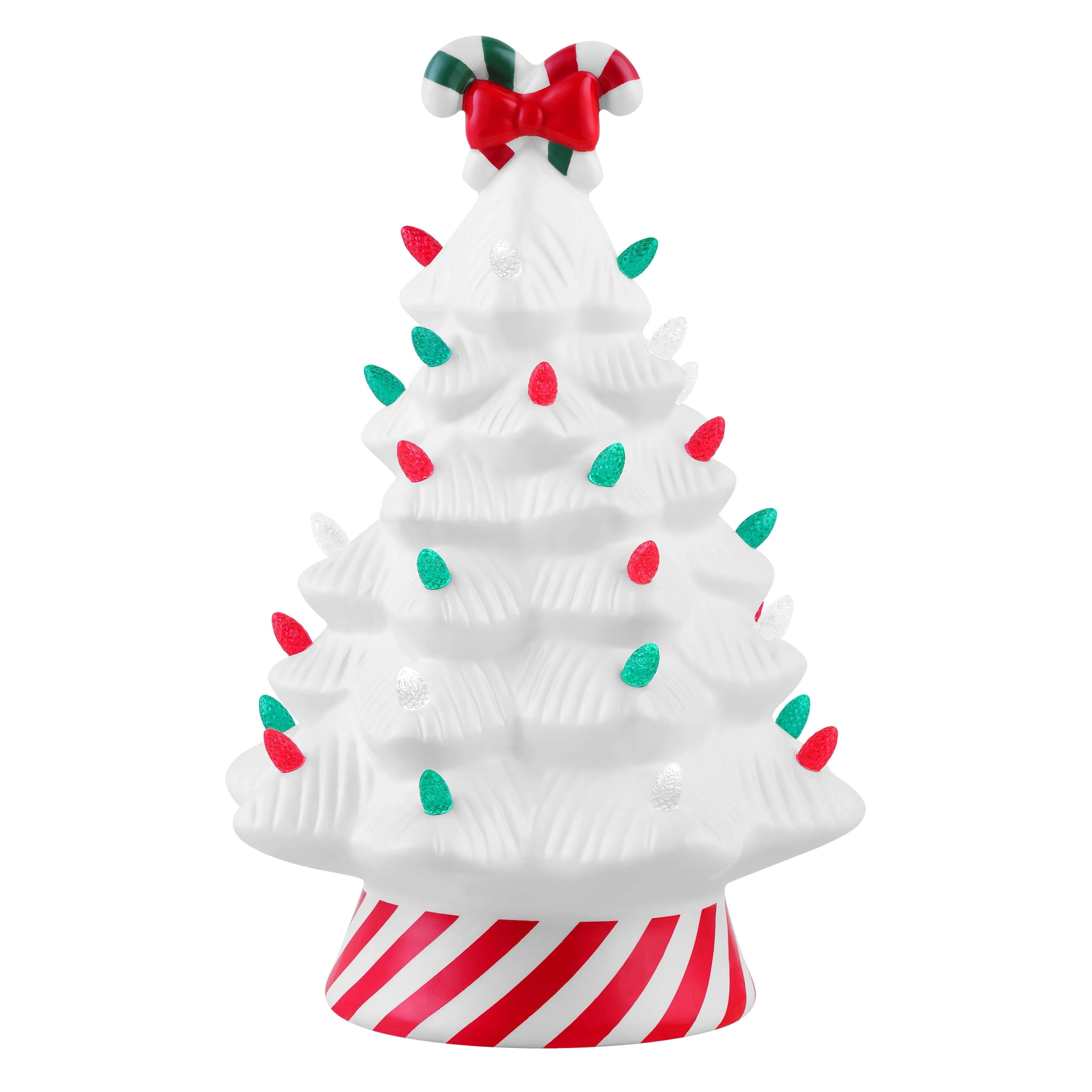 Mr. Christmas 12" Nostalgic Ceramic Lit Candy Cane Tree Red