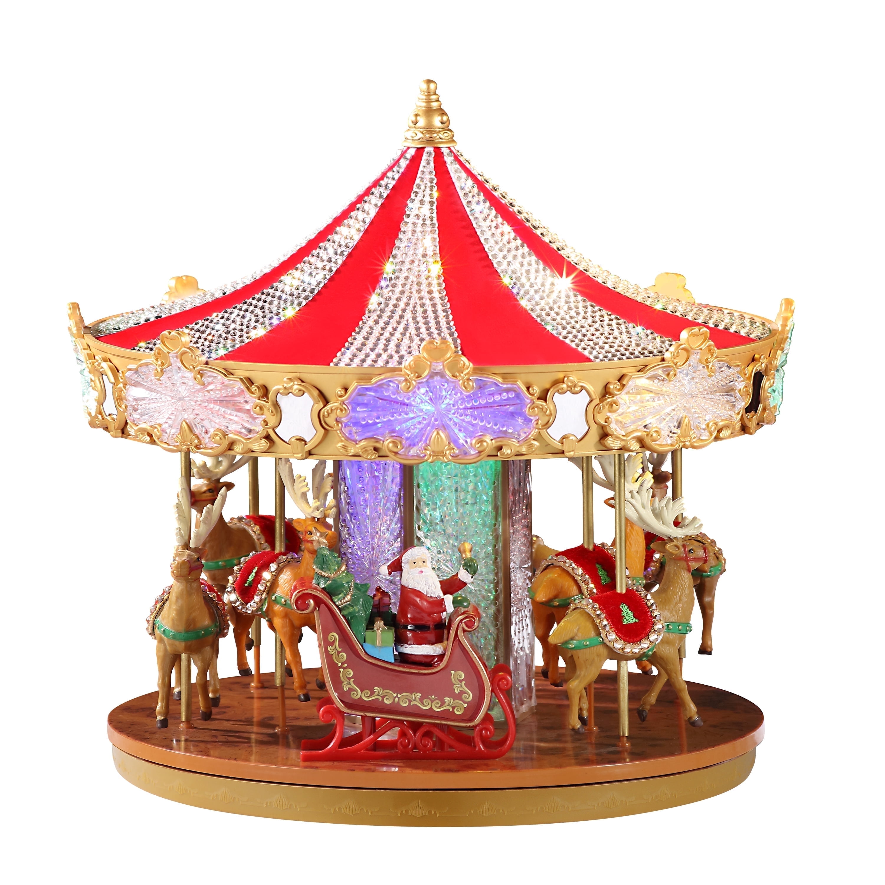 Mr. Christmas 12 in. Animated Crystal Very Merry Carousel, Red, 1 Count ...