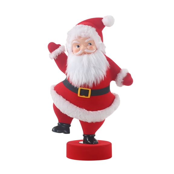 Mr Christmas 12 inch Flocked Santa Decoration, Red