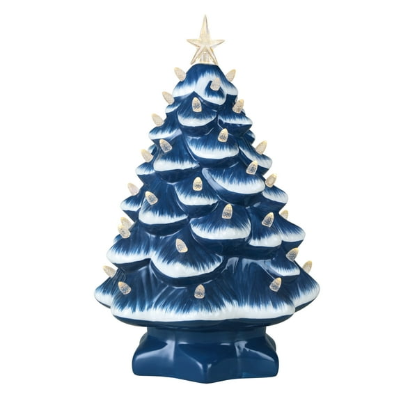 Mr. Christmas 14 in. Nostalgic Ceramic Tree - Blue with White Bulbs