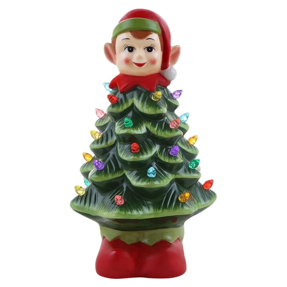 Mr. Christmas 15-Inch Ceramic Elf Christmas Decorative Figurine